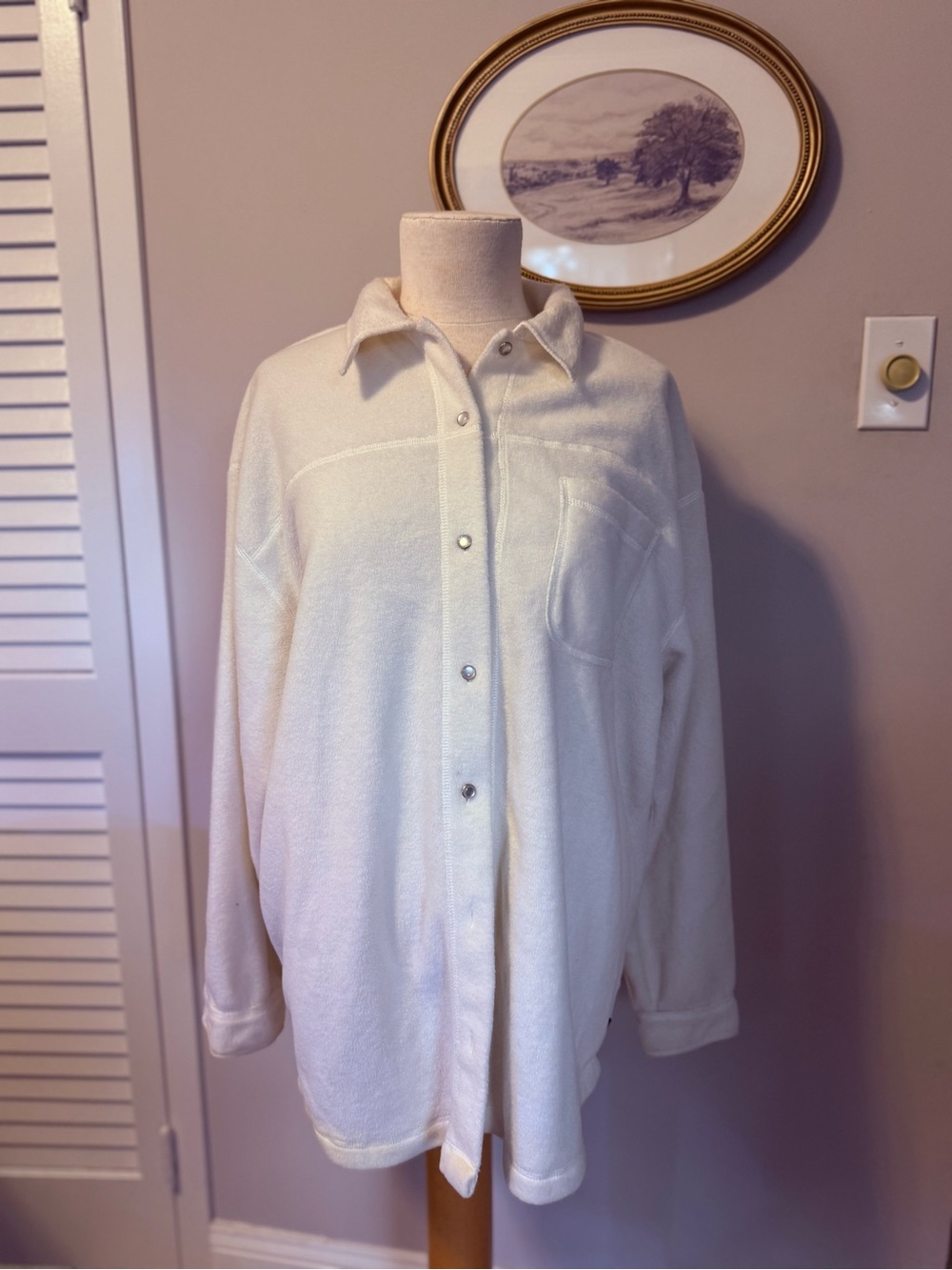 New York & Company Cream Teddy Jacket